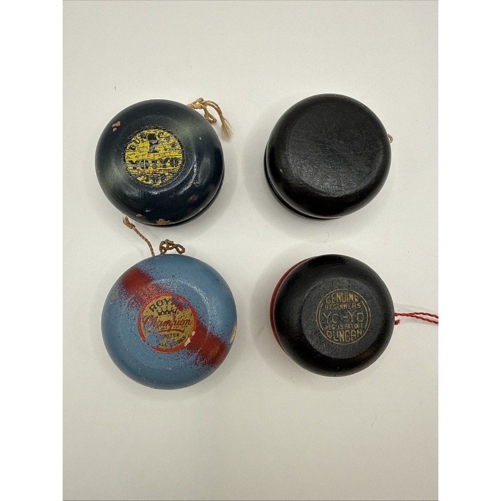 Lot Of 4 Yo-Yo's Vintage Royal Champion & Duncan Tournament &‎ Beginning Wooden